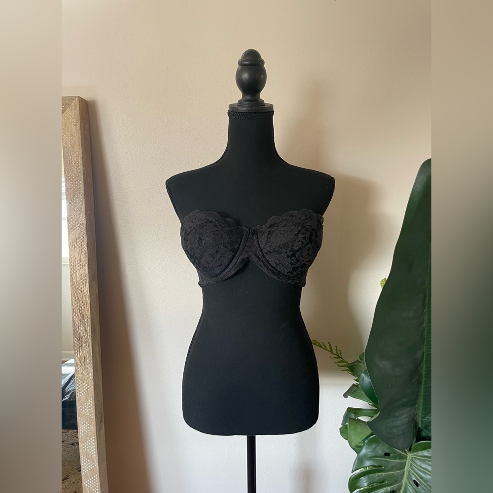 Vintage Sears Black Lace Strapless Bra
